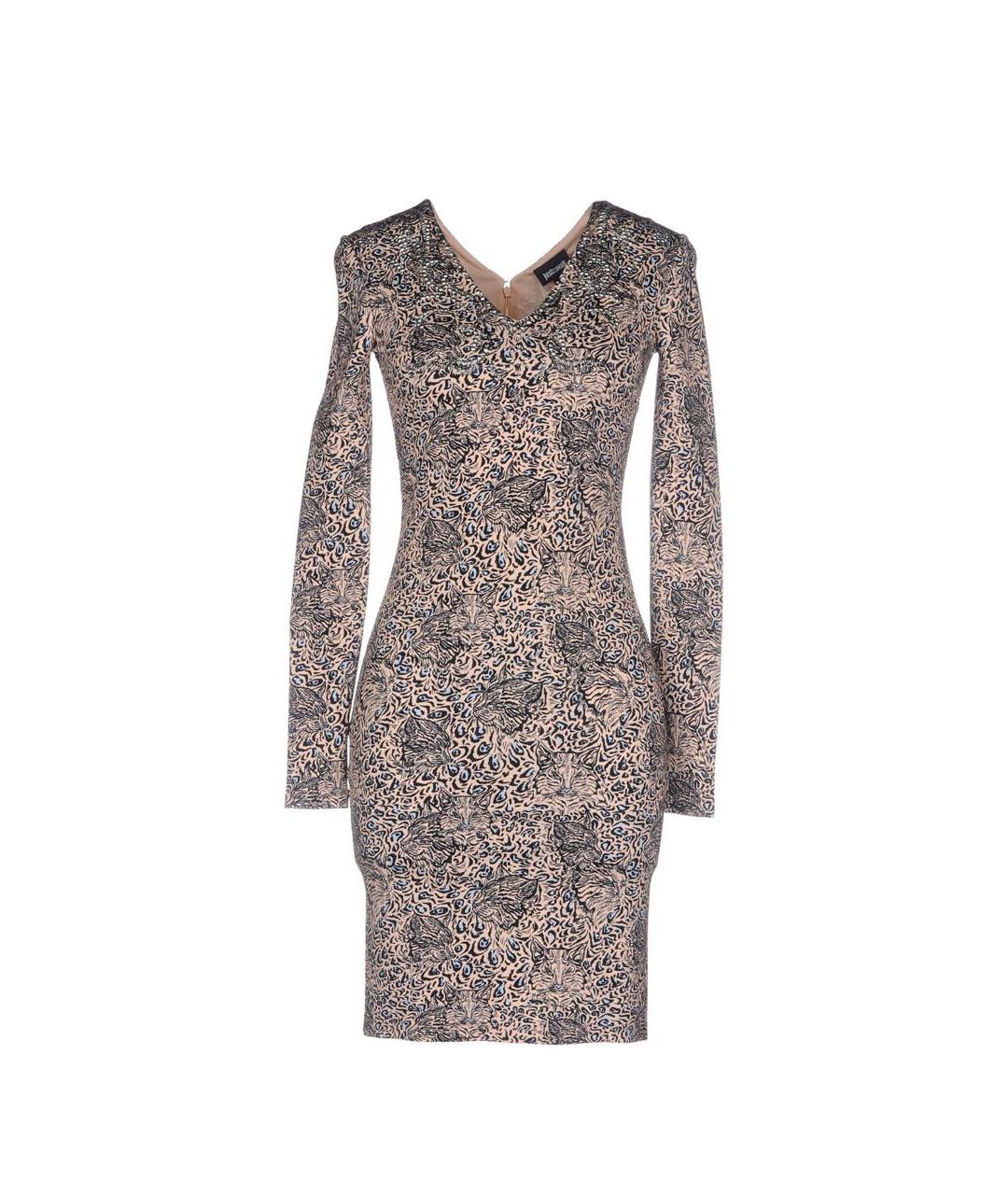 JUST CAVALLI Бежевое вискозное коктейльное платье, фото 5