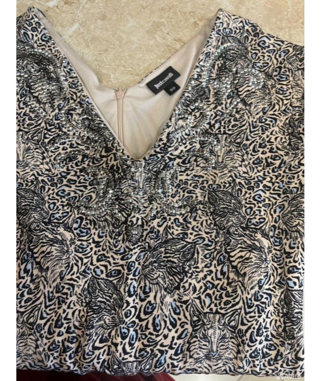 JUST CAVALLI Бежевое вискозное коктейльное платье, фото 3