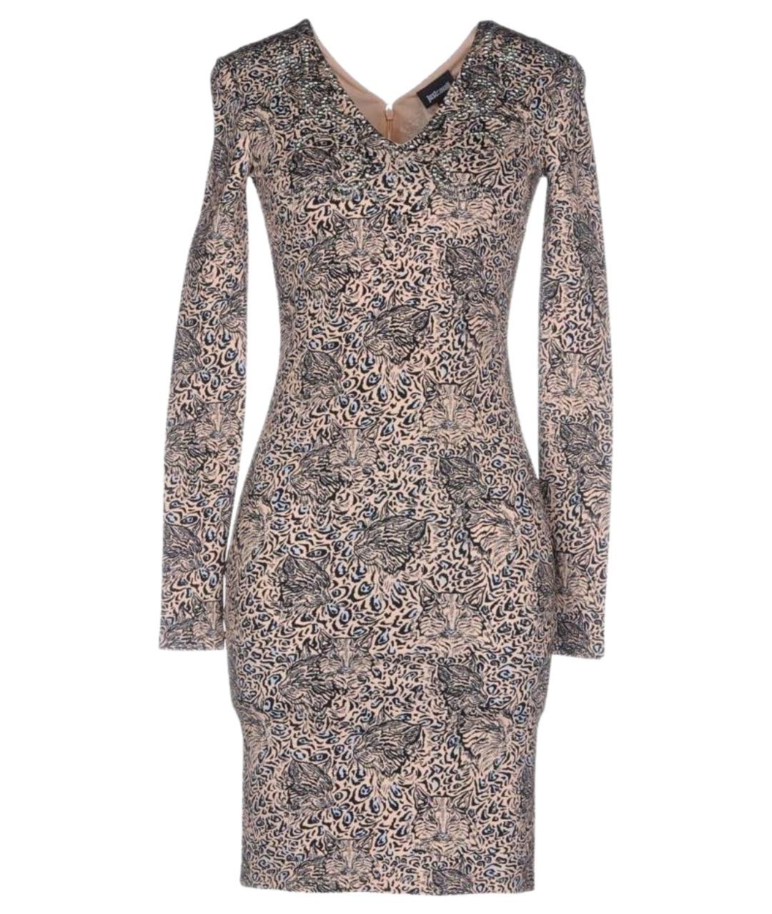 JUST CAVALLI Бежевое вискозное коктейльное платье, фото 1