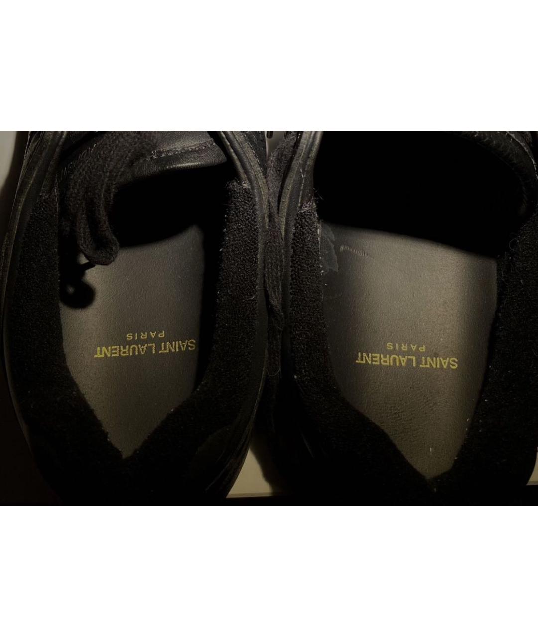 SAINT LAURENT Черные кожаные низкие кроссовки / кеды, фото 5