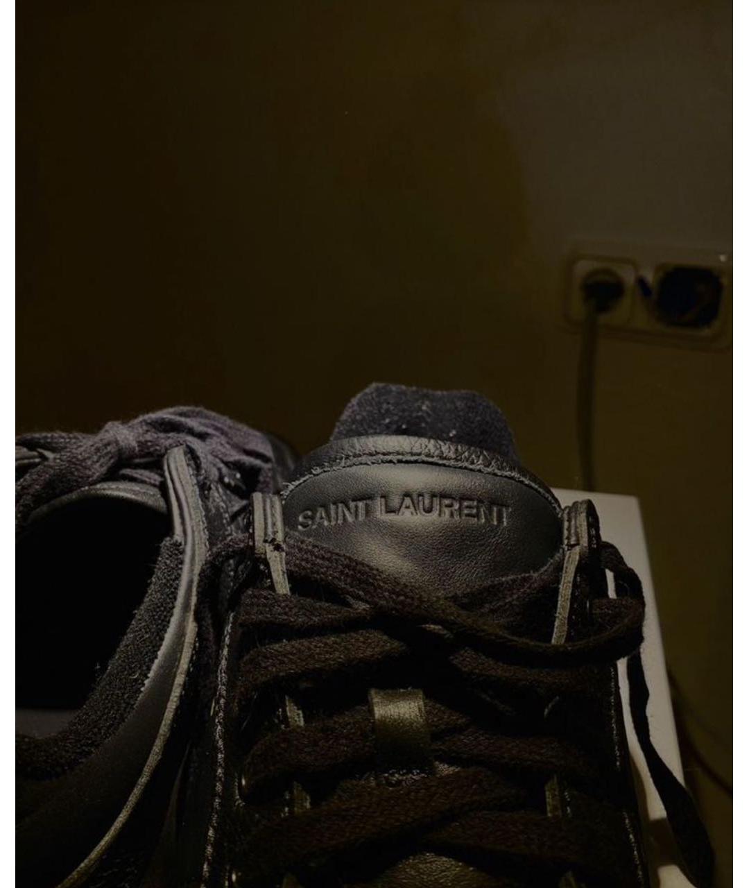 SAINT LAURENT Черные кожаные низкие кроссовки / кеды, фото 8