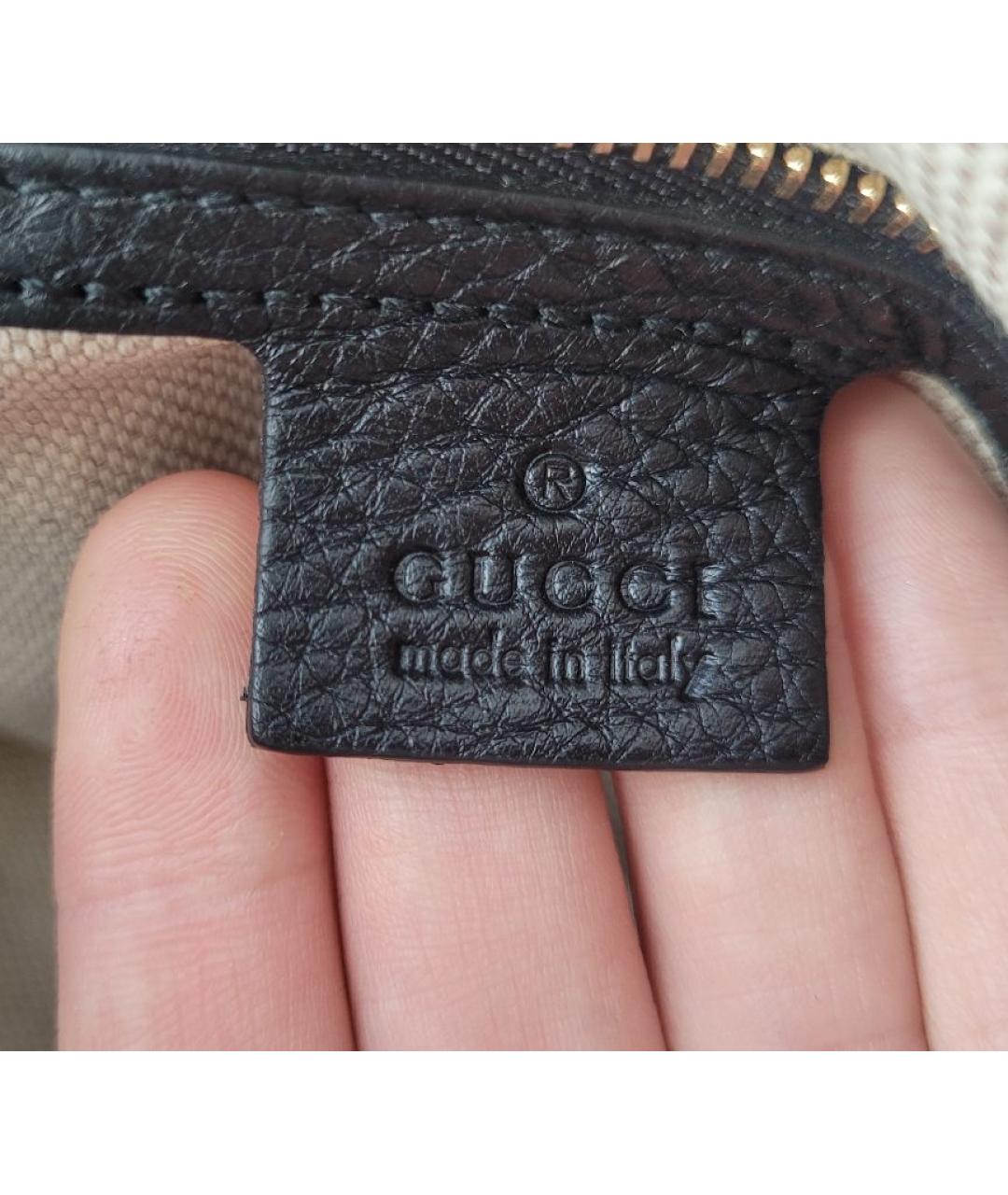 GUCCI Черная кожаная сумка через плечо, фото 6