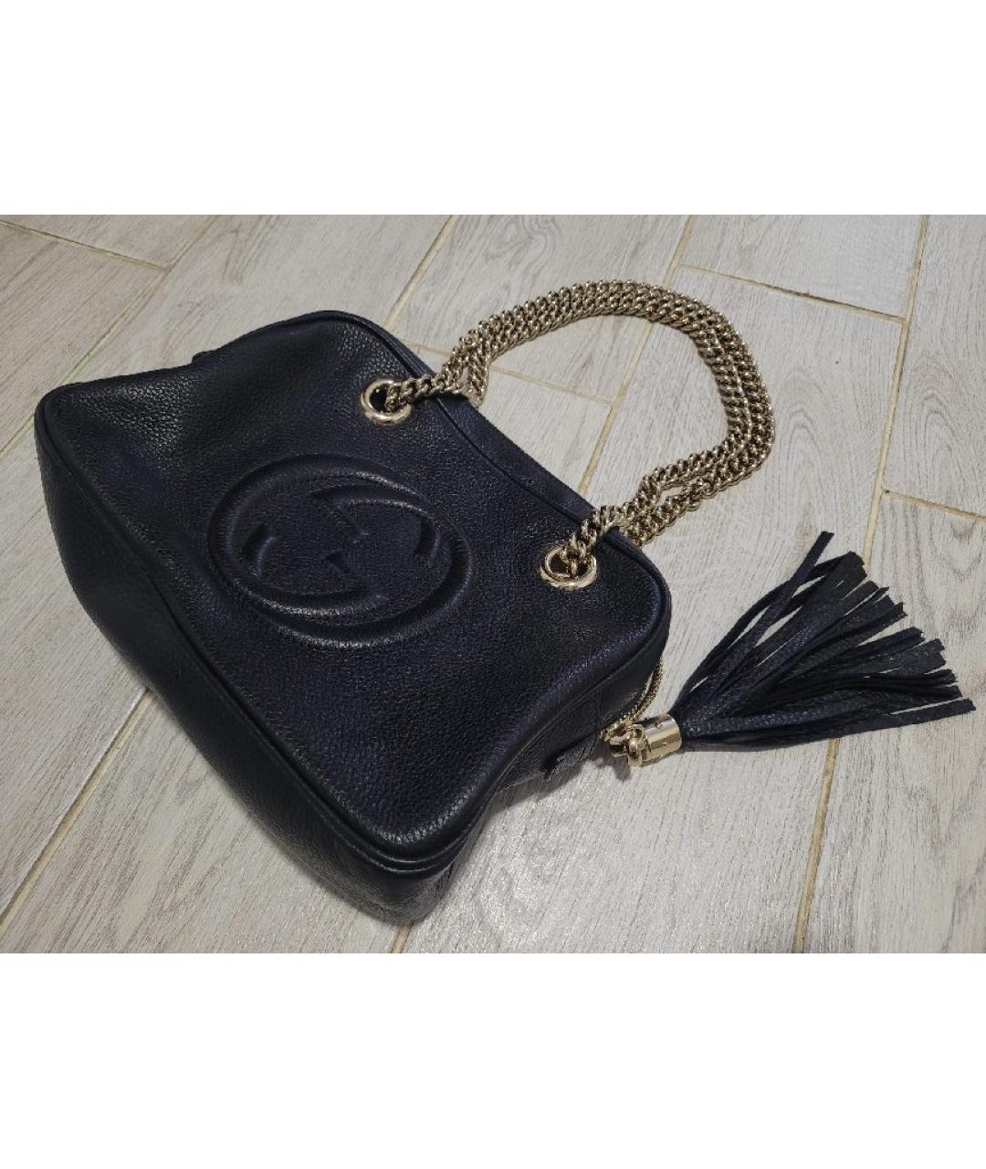 GUCCI Черная кожаная сумка через плечо, фото 2