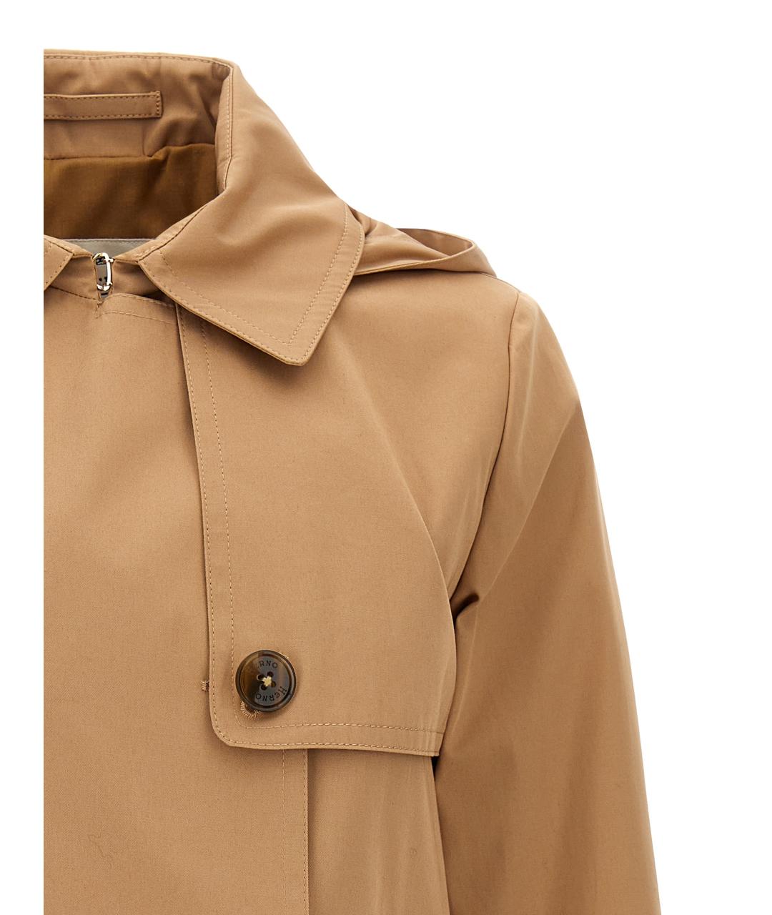 HERNO Коричневый хлопковый тренч/плащ, фото 3