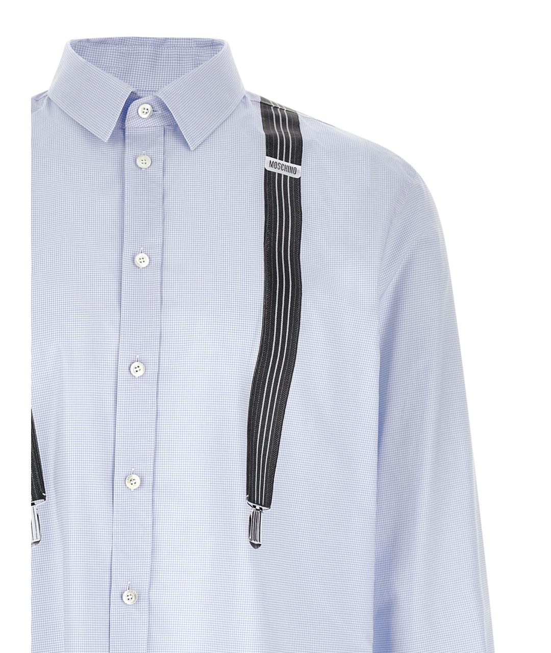 MOSCHINO Голубая хлопковая кэжуал рубашка, фото 3