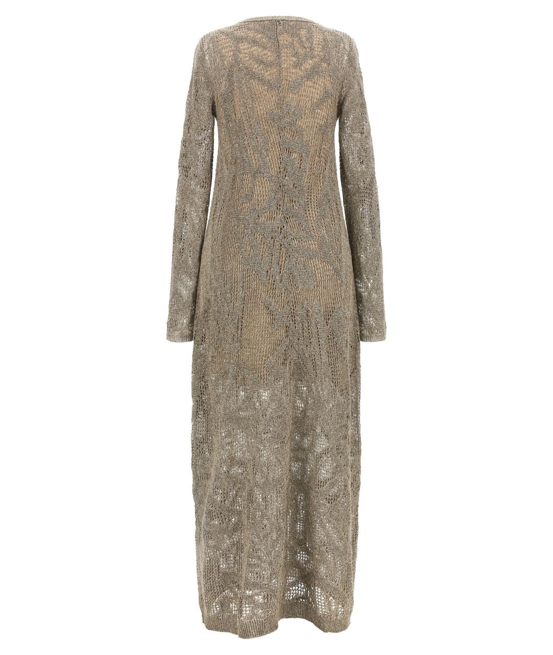 BRUNELLO CUCINELLI Бежевое льняное повседневное платье, фото 2