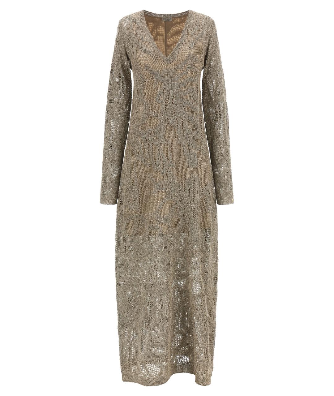 BRUNELLO CUCINELLI Бежевое льняное повседневное платье, фото 1