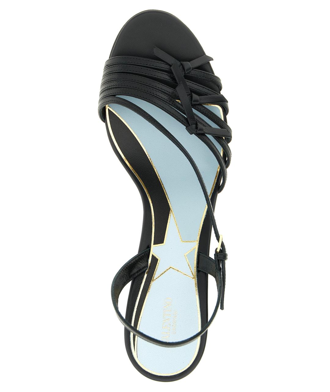 VALENTINO Черные кожаные босоножки, фото 4