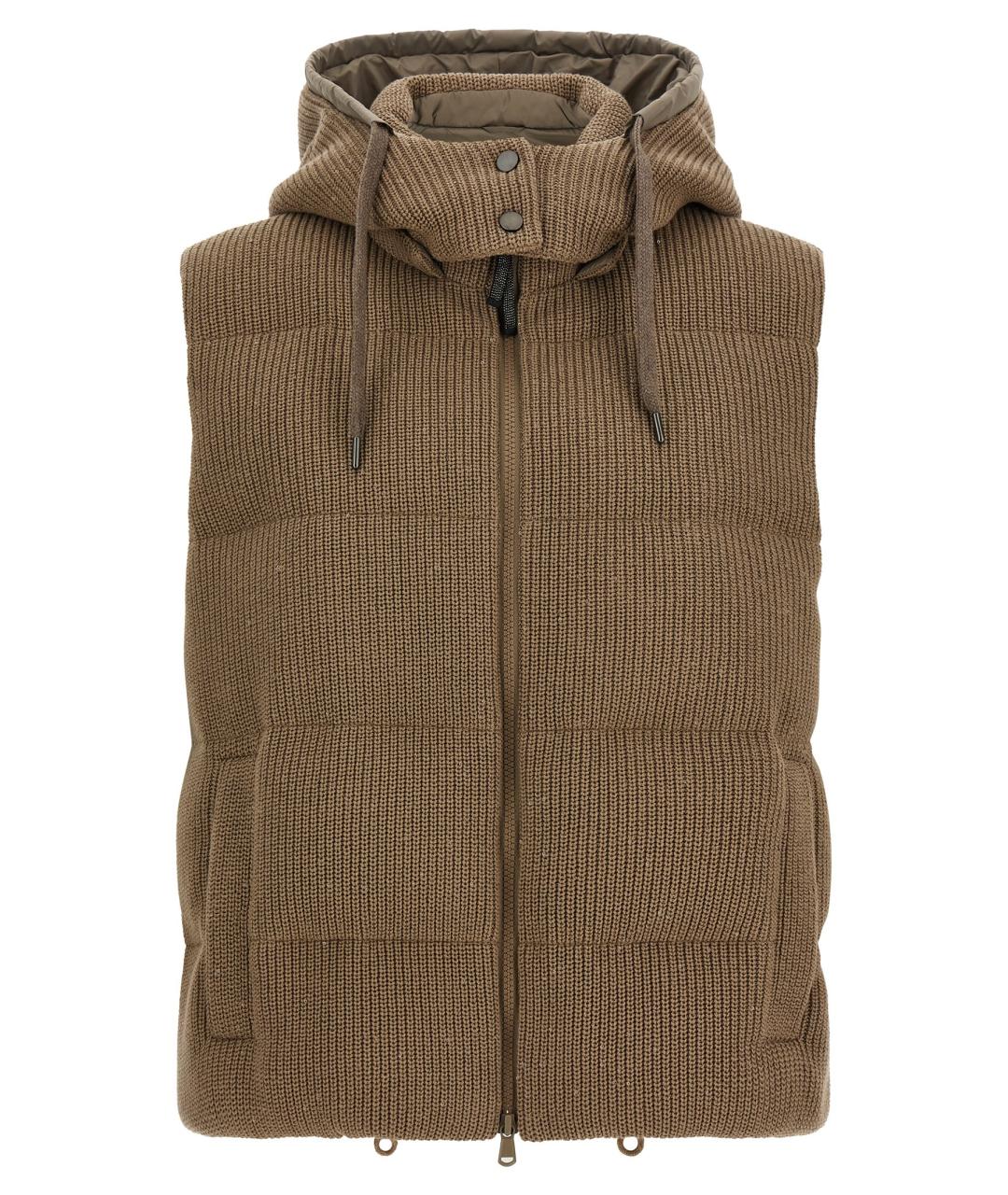 BRUNELLO CUCINELLI Коричневый хлопковый жилет, фото 1