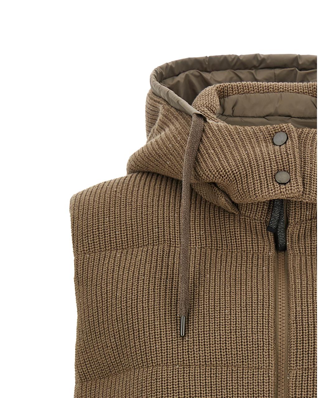 BRUNELLO CUCINELLI Коричневый хлопковый жилет, фото 4