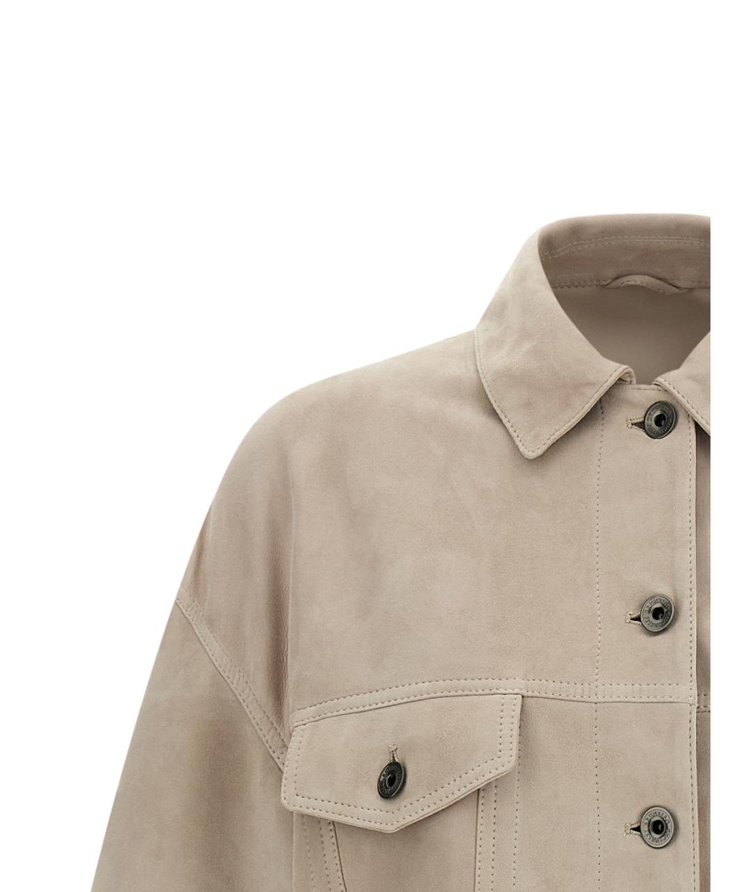 BRUNELLO CUCINELLI Бежевая замшевая куртка, фото 3