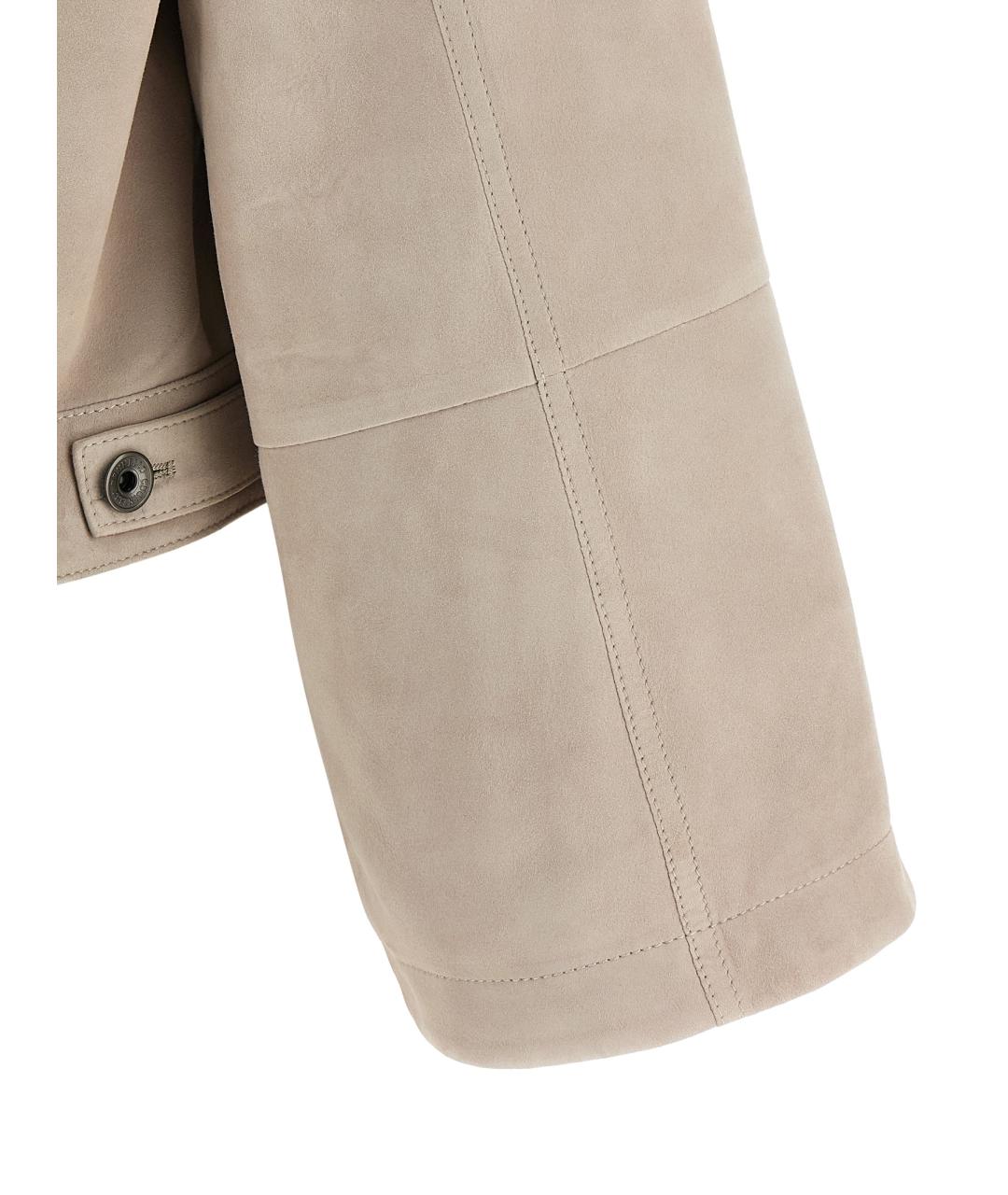 BRUNELLO CUCINELLI Бежевая замшевая куртка, фото 4