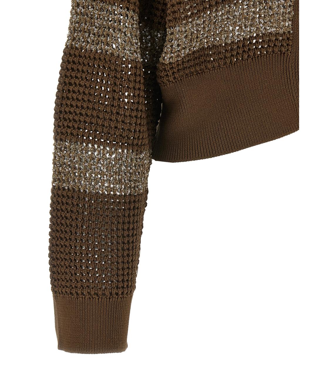 BRUNELLO CUCINELLI Коричневый хлопковый кардиган, фото 4