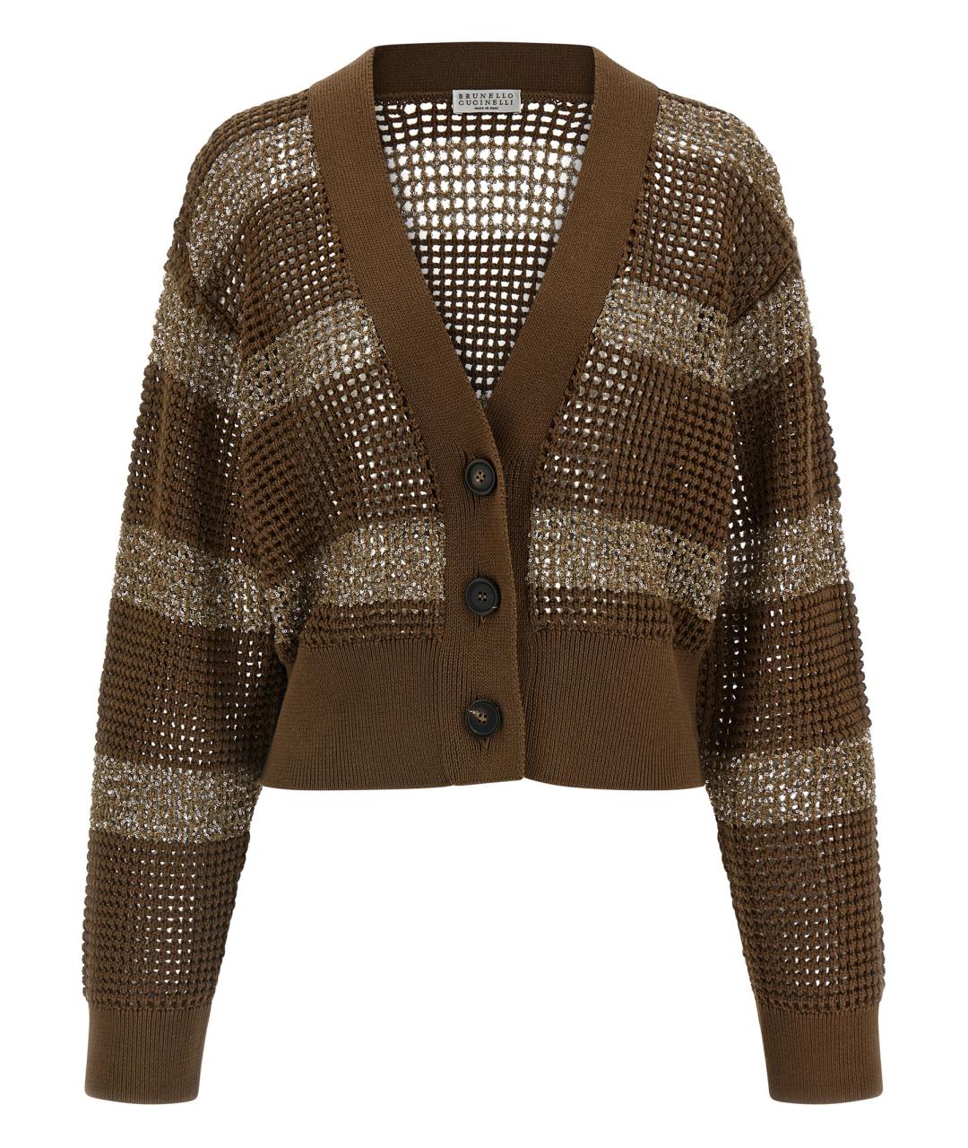 BRUNELLO CUCINELLI Коричневый хлопковый кардиган, фото 1