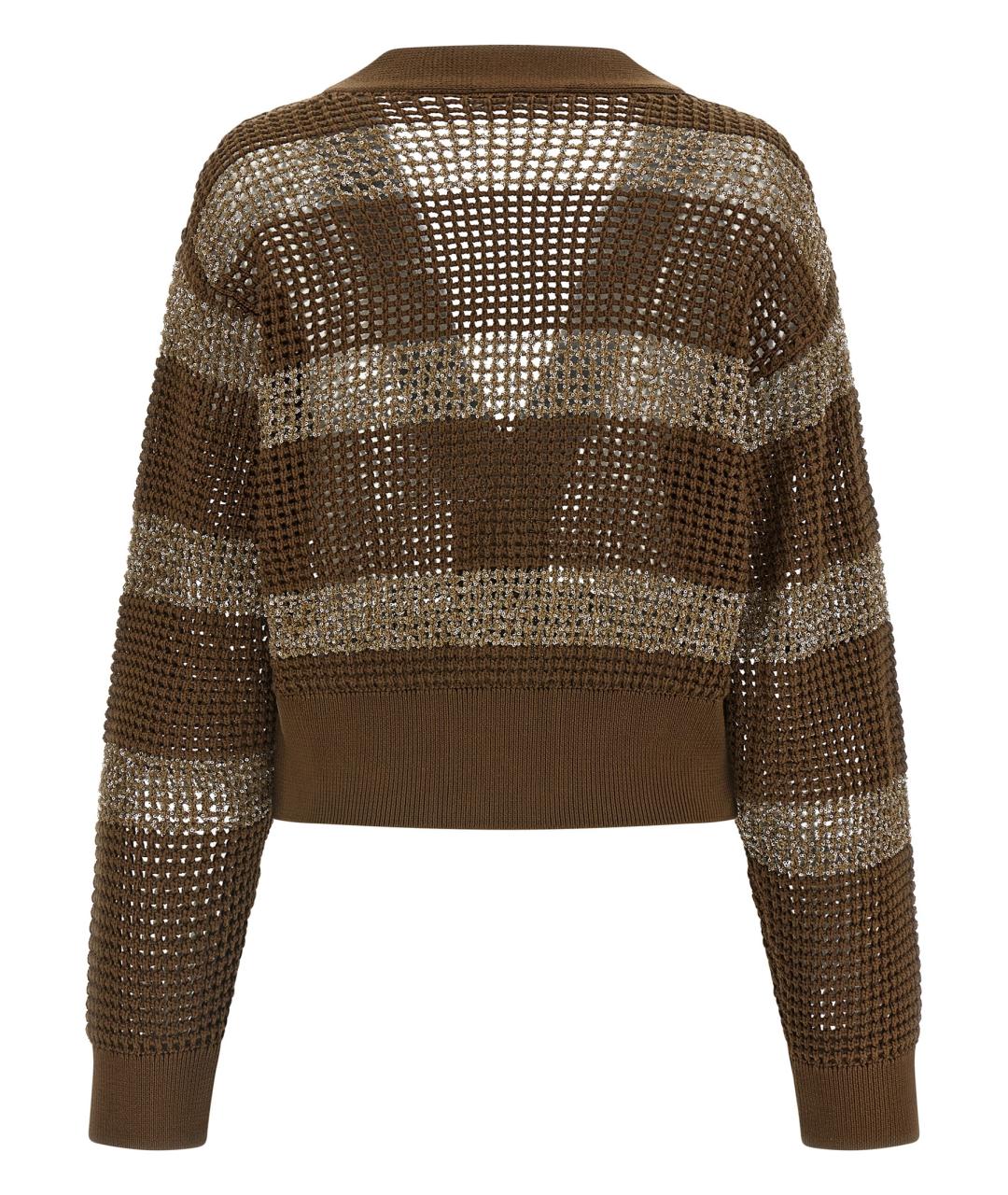 BRUNELLO CUCINELLI Коричневый хлопковый кардиган, фото 2