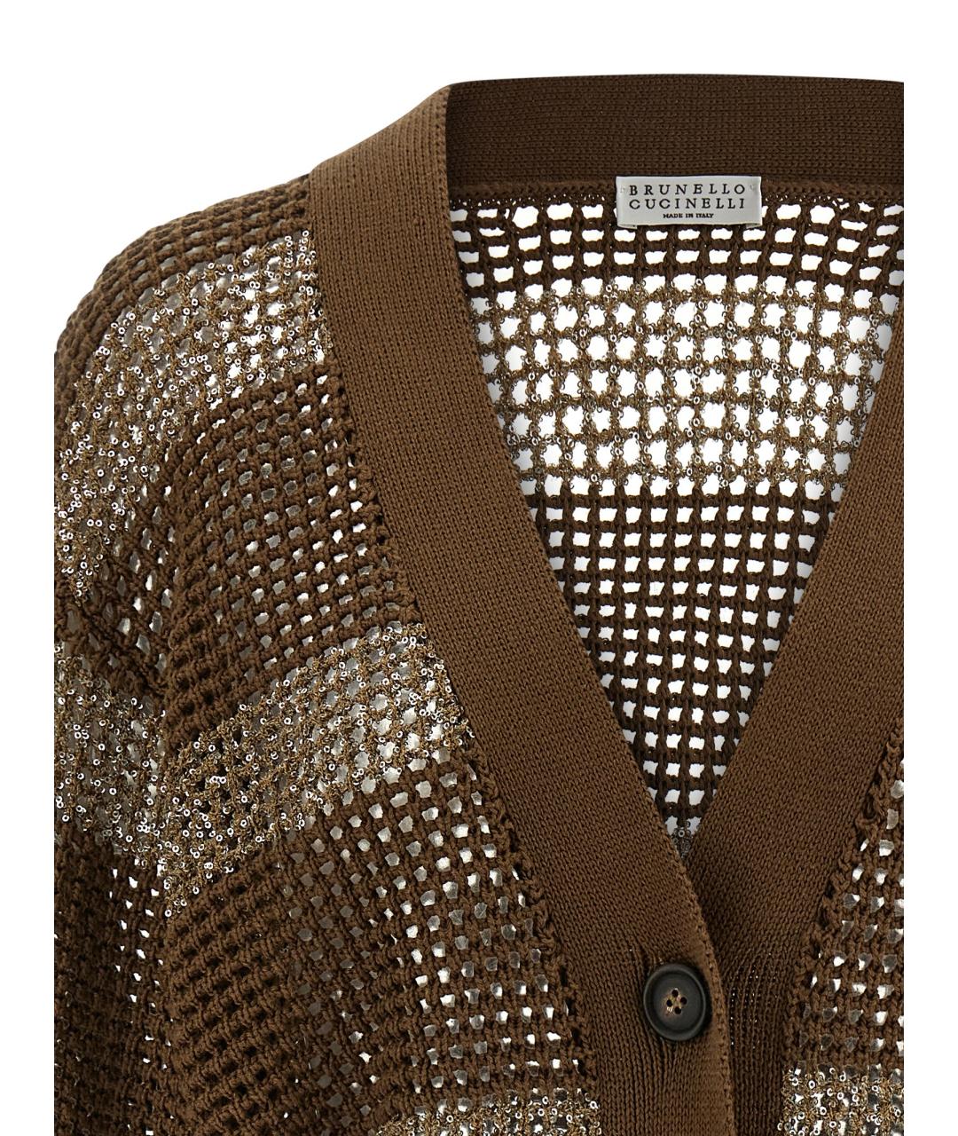 BRUNELLO CUCINELLI Коричневый хлопковый кардиган, фото 3