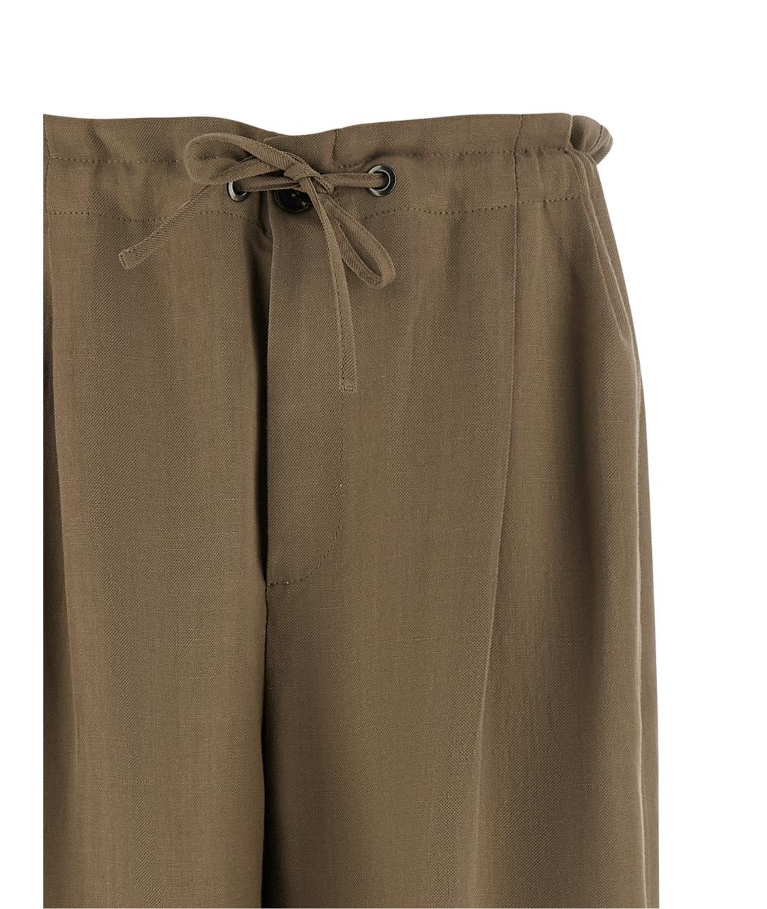 BRUNELLO CUCINELLI Коричневые вискозные прямые брюки, фото 3