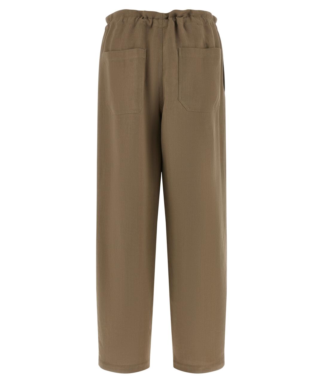 BRUNELLO CUCINELLI Коричневые вискозные прямые брюки, фото 2