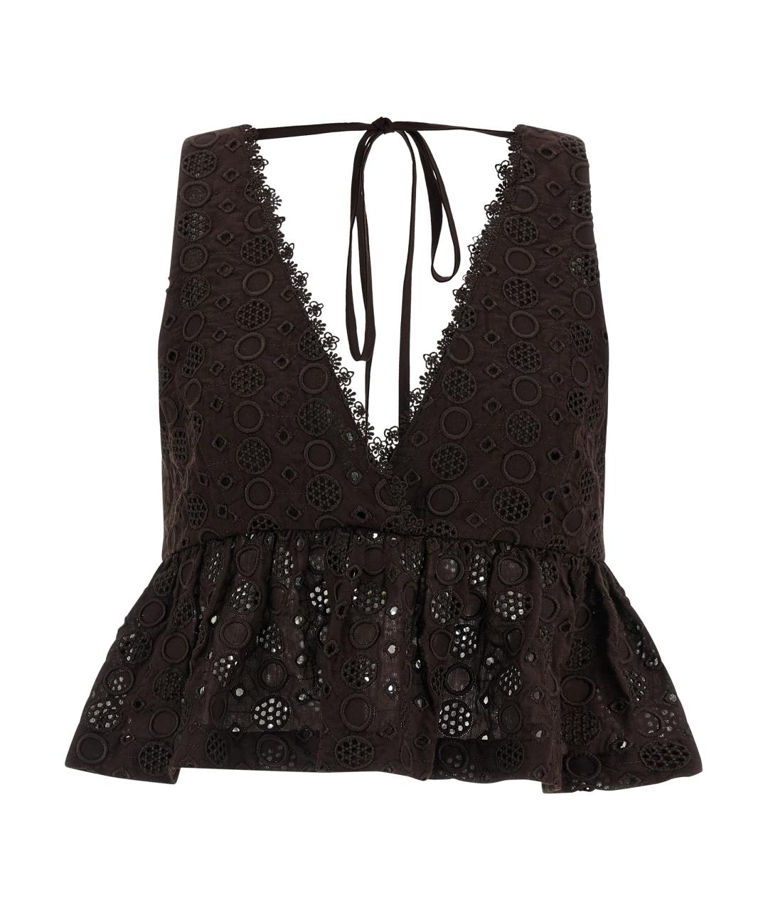 PINKO Коричневая хлопковая блузы, фото 1