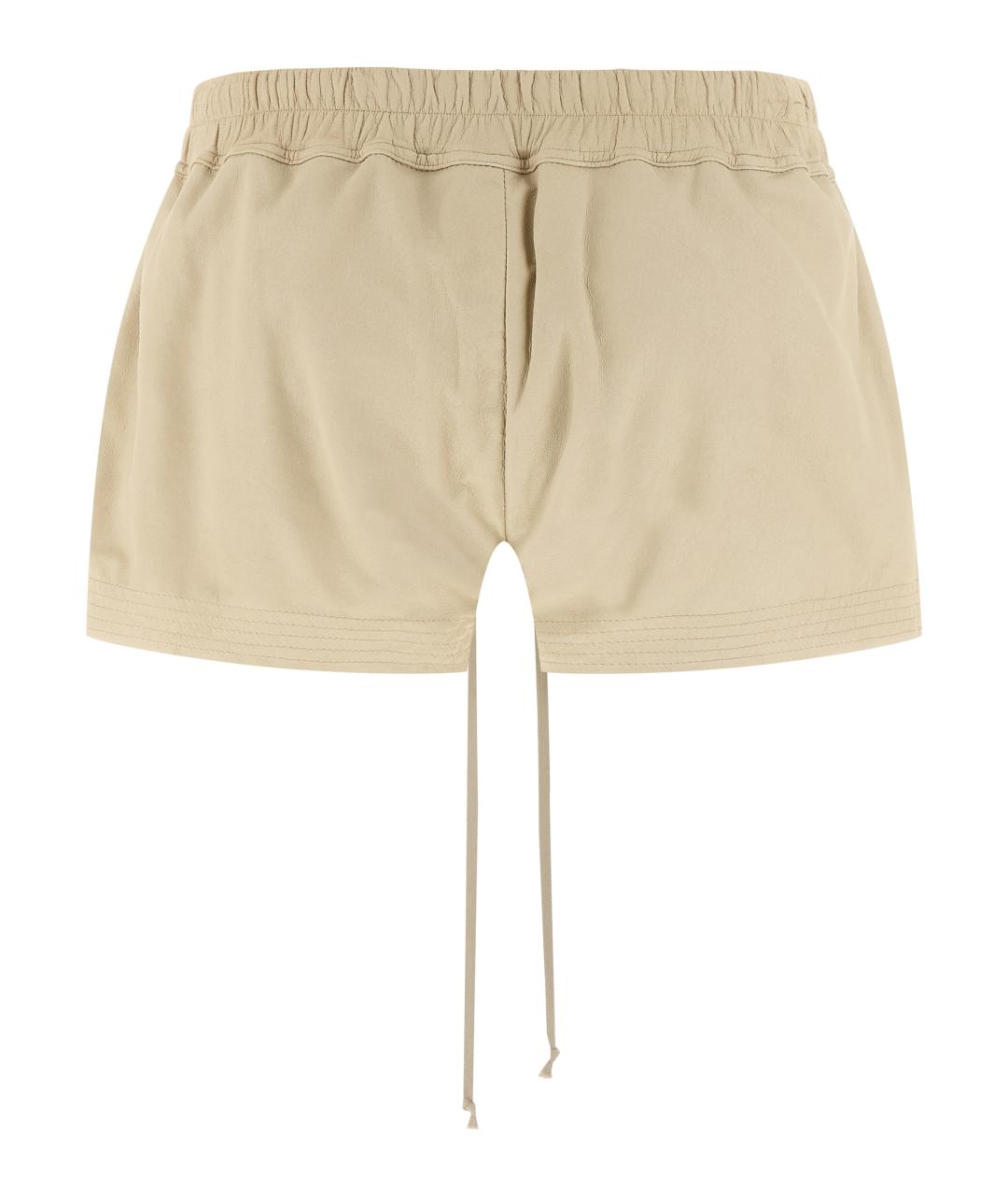 RICK OWENS Бежевые кожаные шорты, фото 2