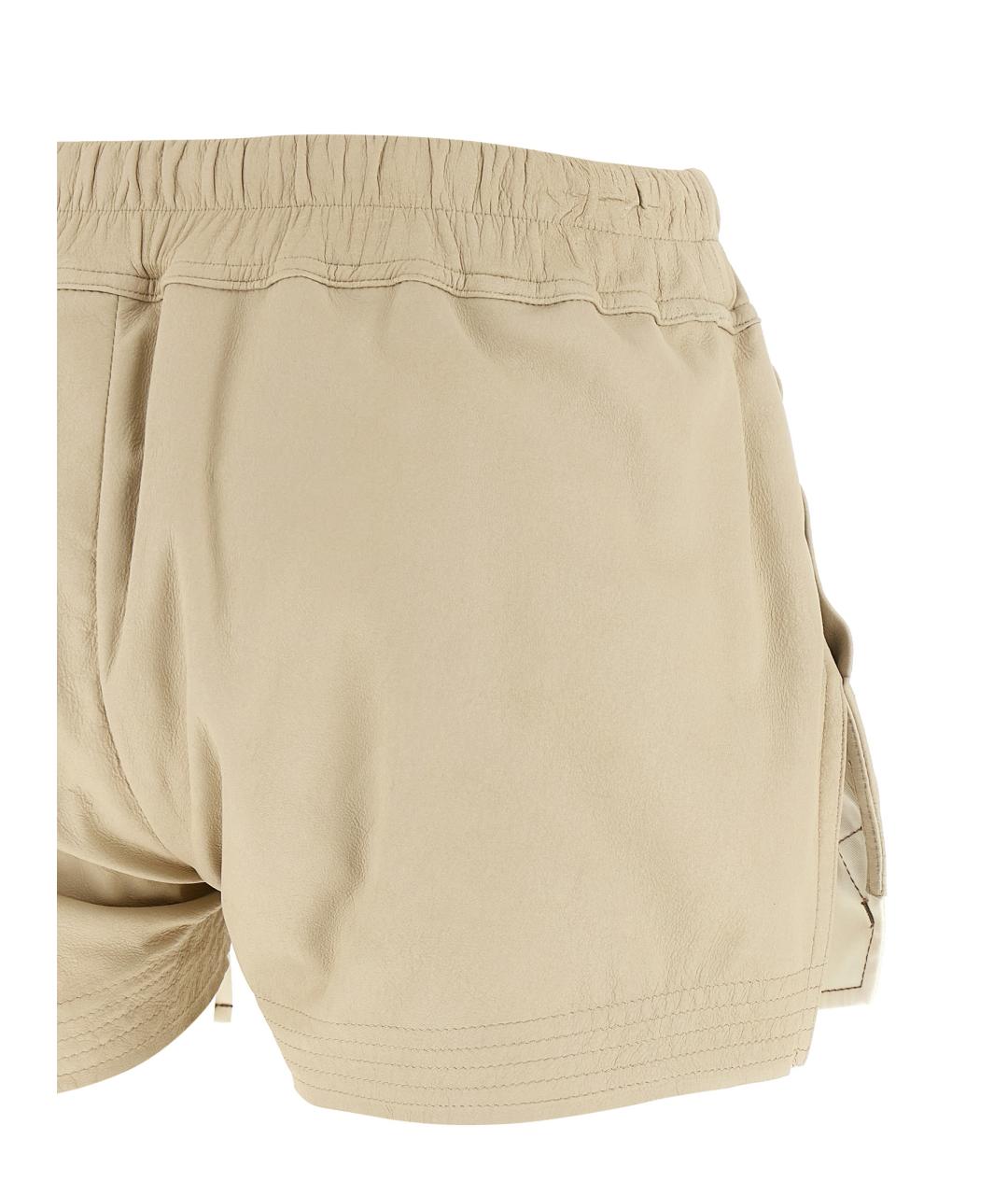 RICK OWENS Бежевые кожаные шорты, фото 4