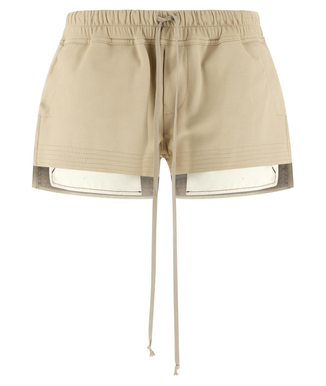 RICK OWENS Бежевые кожаные шорты, фото 1