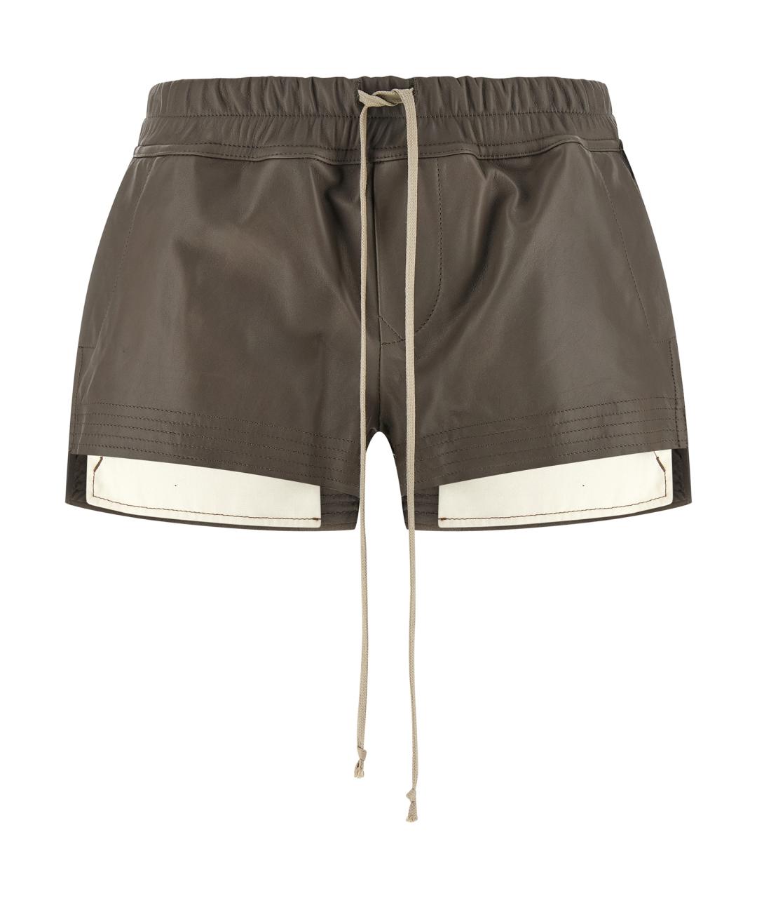 RICK OWENS Серые кожаные шорты, фото 1