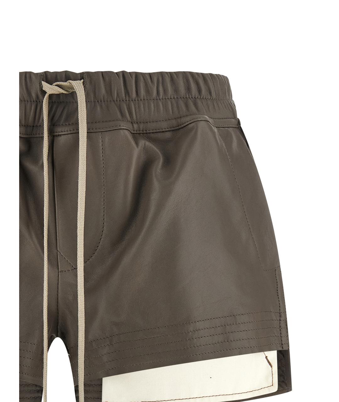 RICK OWENS Серые кожаные шорты, фото 3
