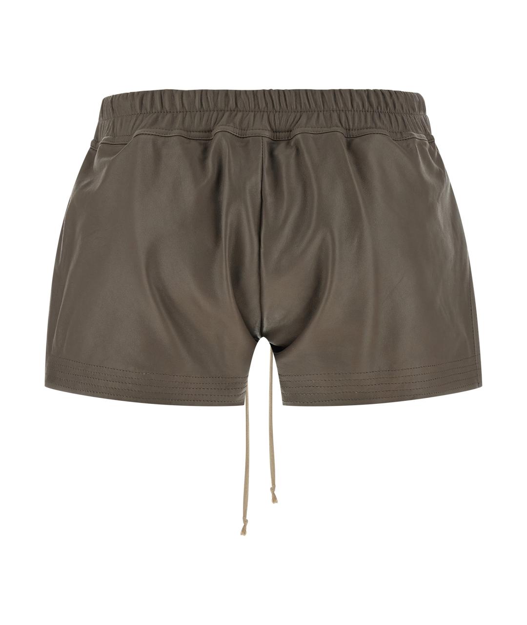 RICK OWENS Серые кожаные шорты, фото 2