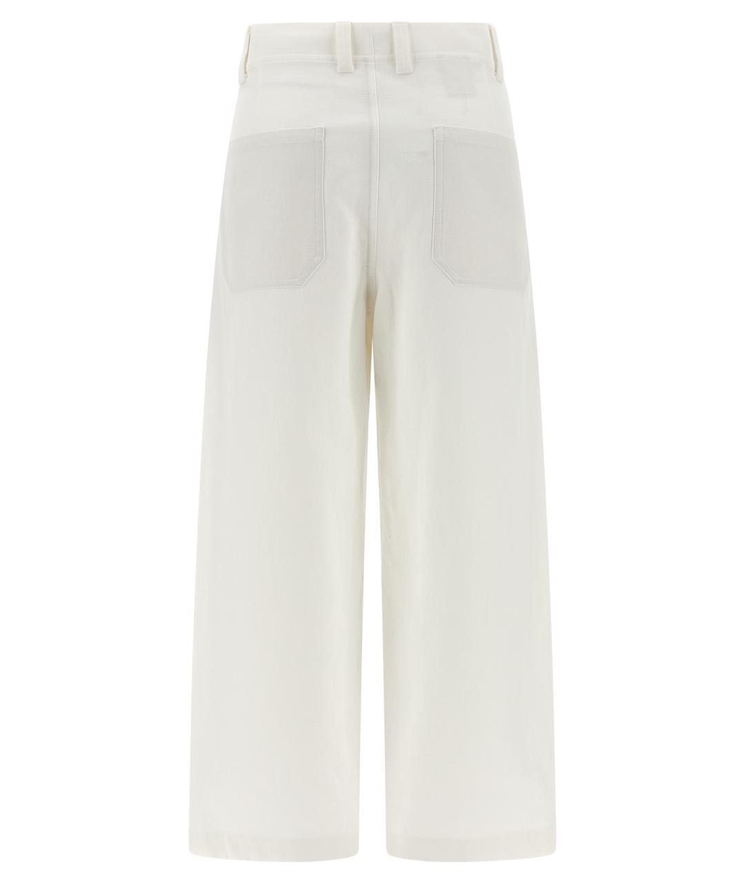 BRUNELLO CUCINELLI Белые хлопковые прямые брюки, фото 2
