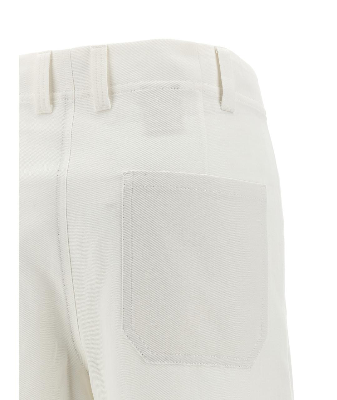 BRUNELLO CUCINELLI Белые хлопковые прямые брюки, фото 4