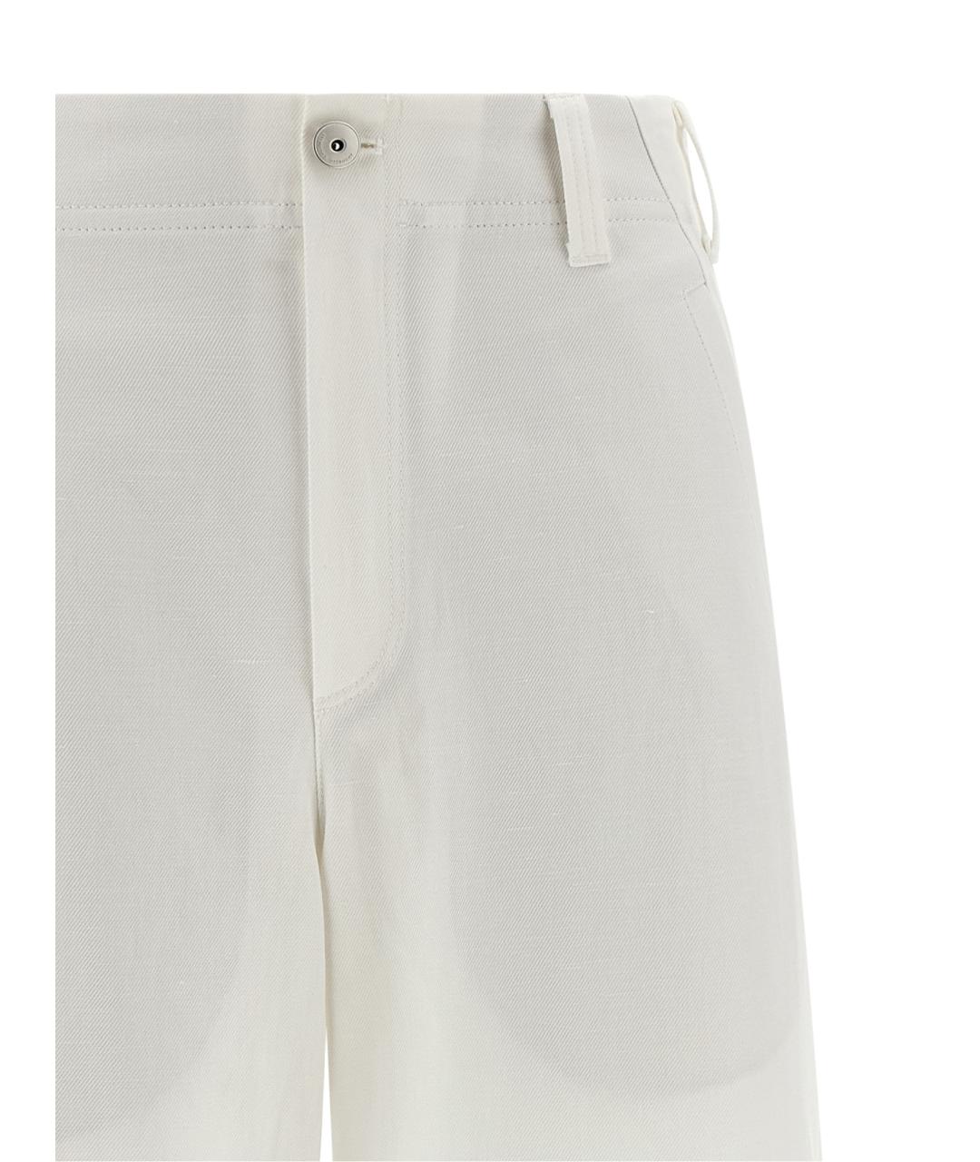 BRUNELLO CUCINELLI Белые хлопковые прямые брюки, фото 3
