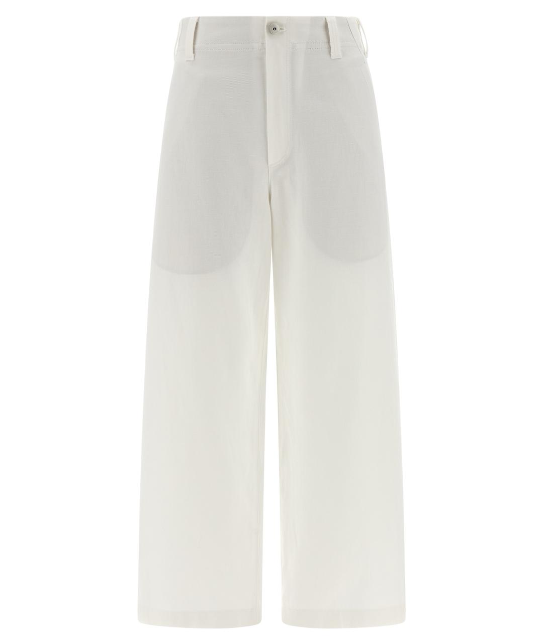 BRUNELLO CUCINELLI Белые хлопковые прямые брюки, фото 1