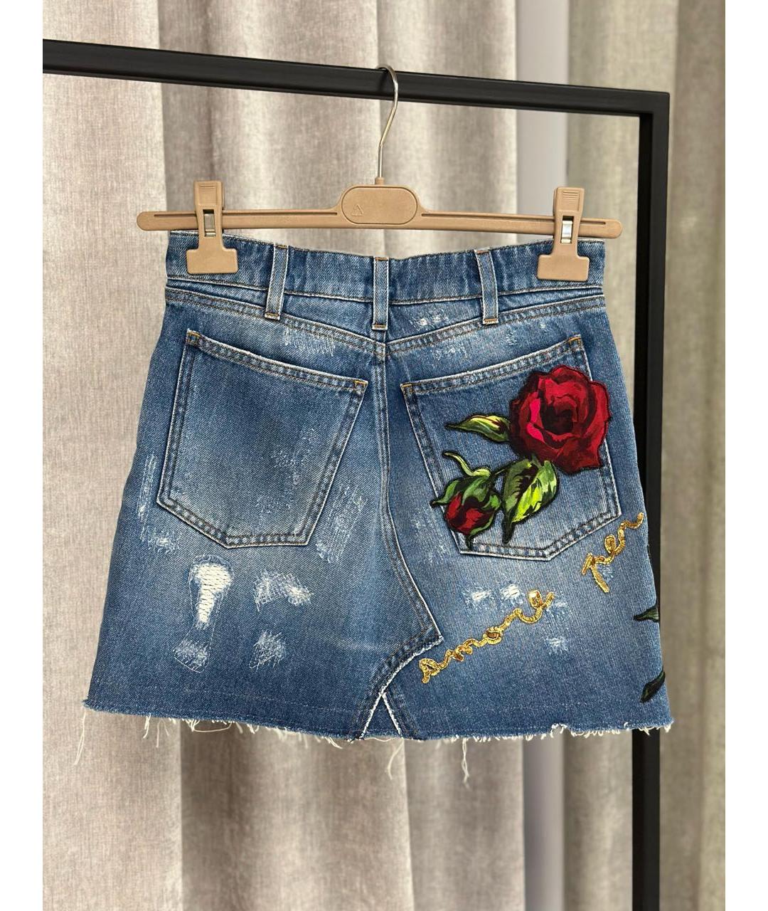 DOLCE&GABBANA Голубая деним юбка мини, фото 2