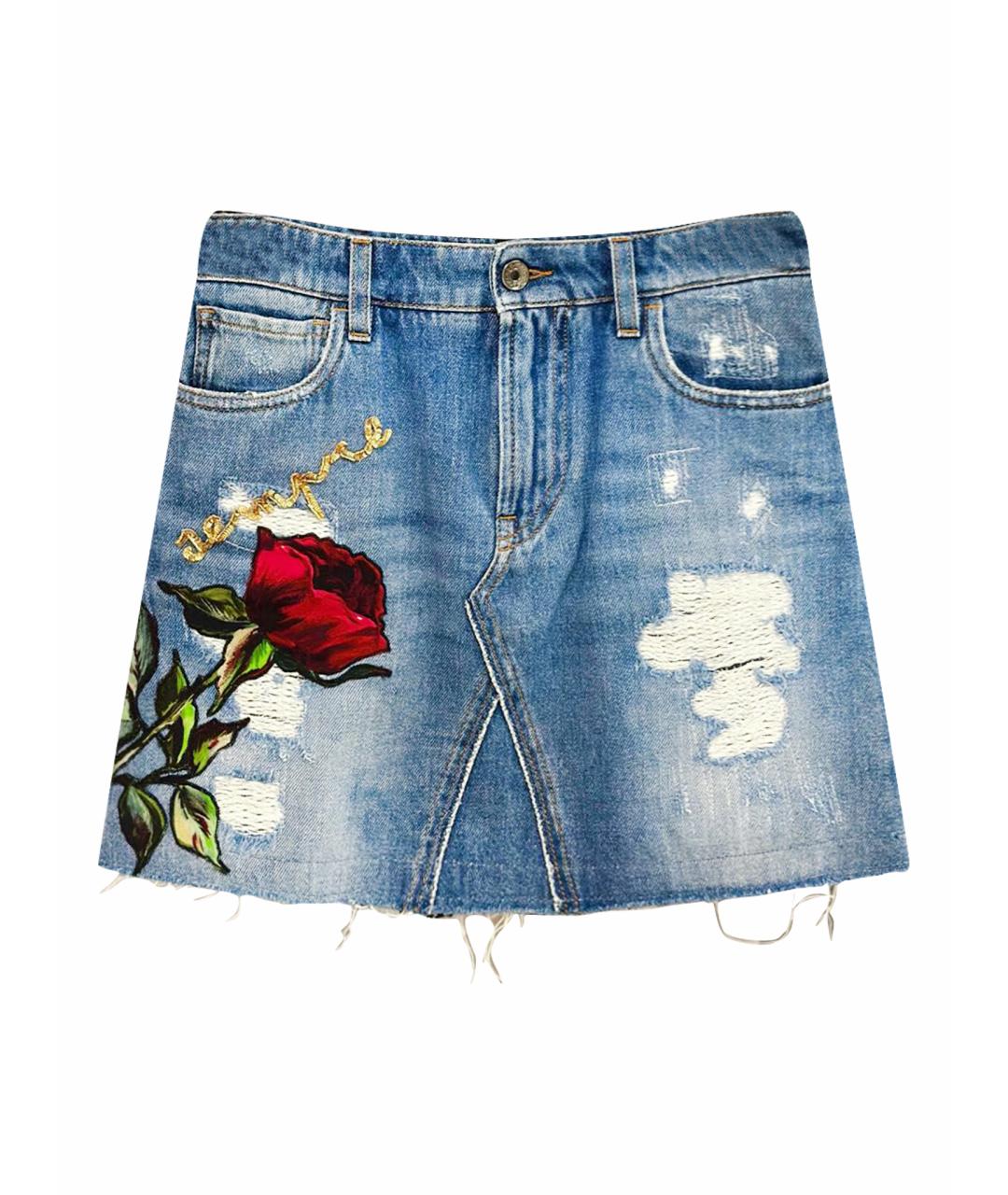 DOLCE&GABBANA Голубая деним юбка мини, фото 1