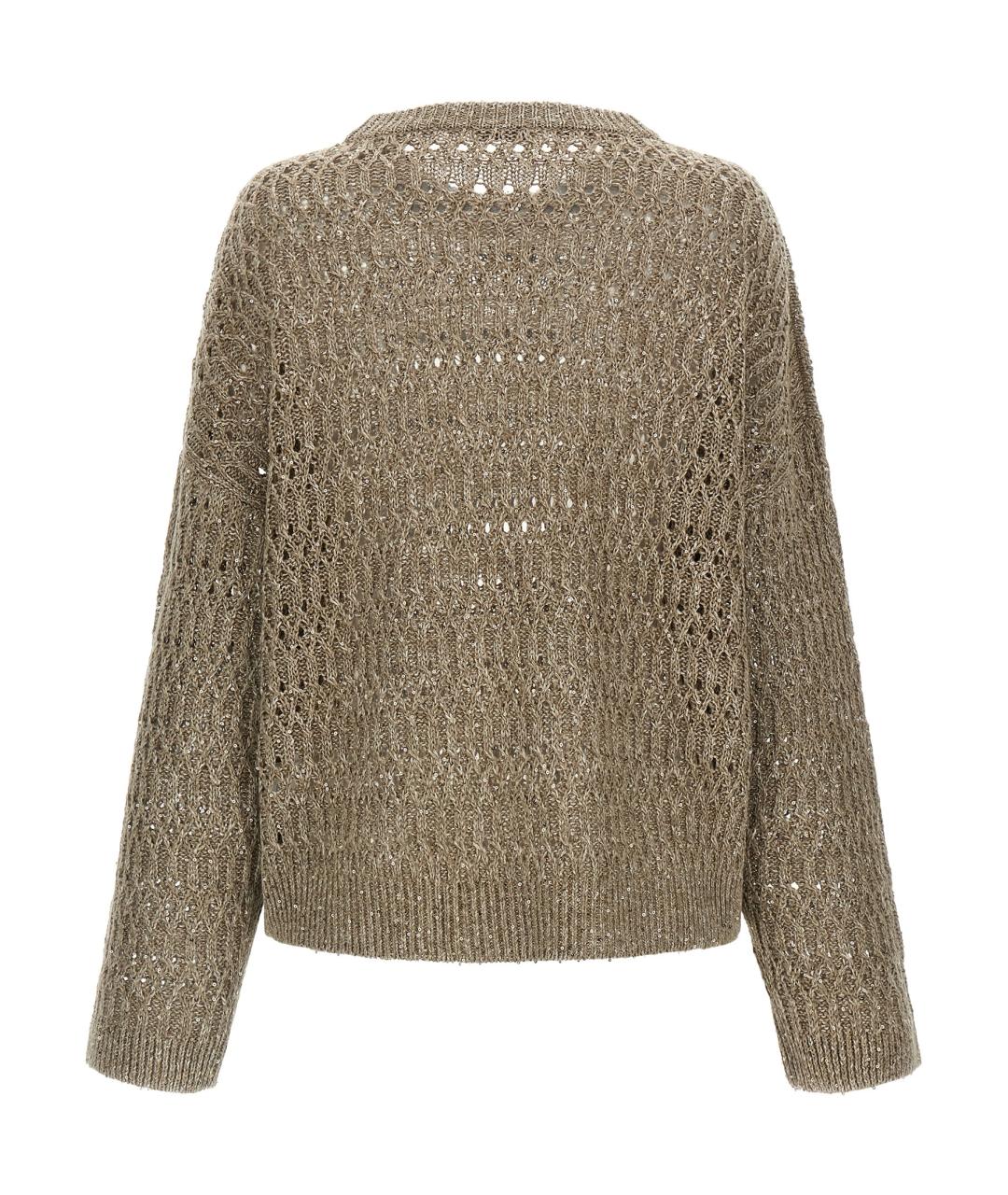 BRUNELLO CUCINELLI Бежевый льняной джемпер / свитер, фото 2