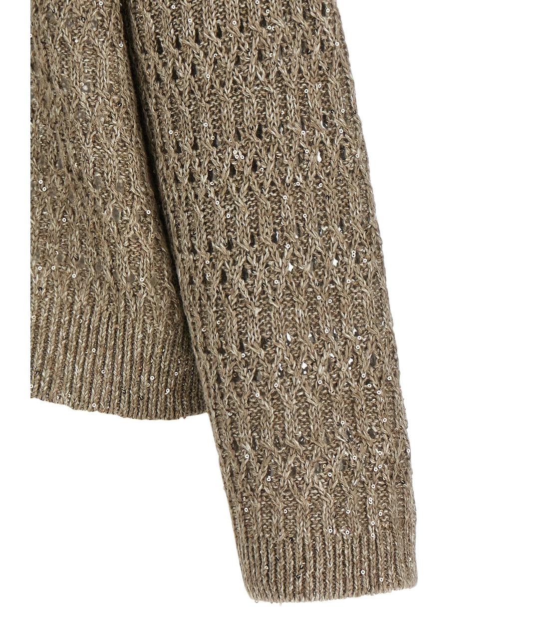 BRUNELLO CUCINELLI Бежевый льняной джемпер / свитер, фото 4