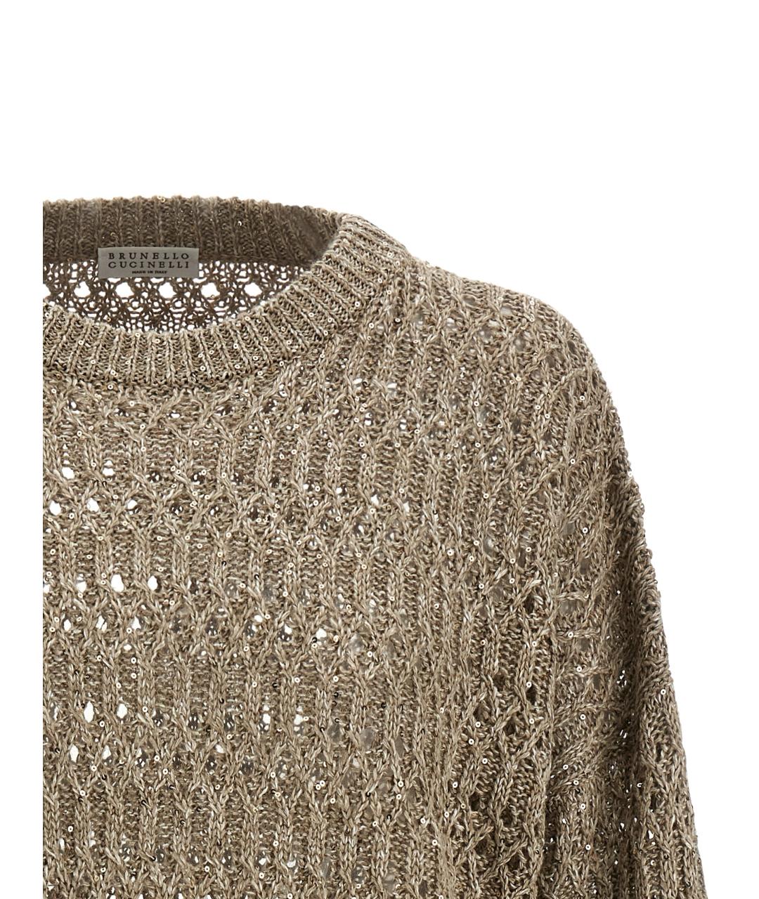 BRUNELLO CUCINELLI Бежевый льняной джемпер / свитер, фото 3