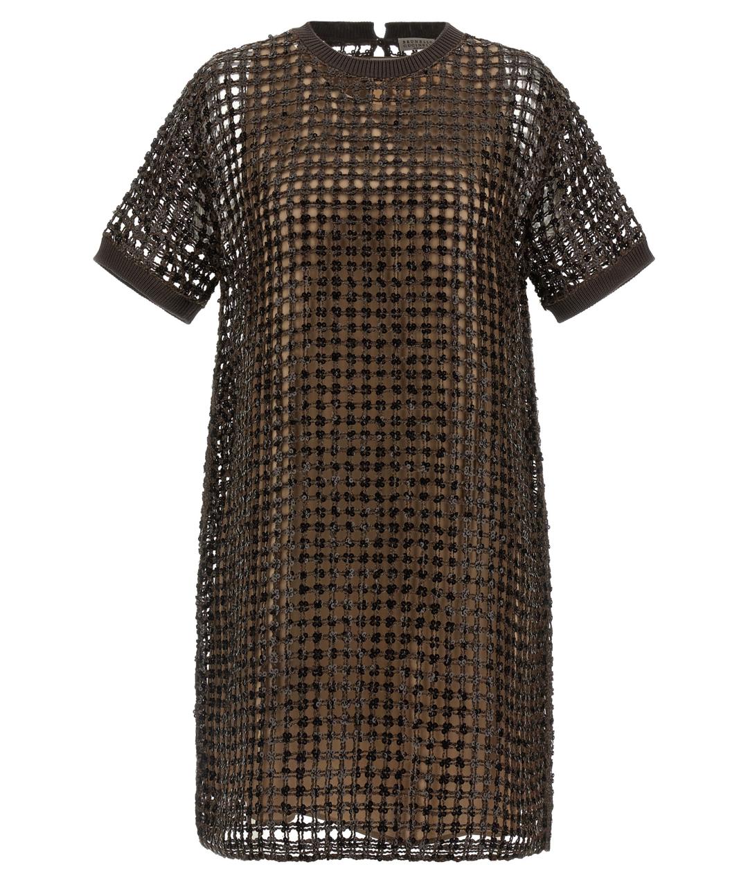 BRUNELLO CUCINELLI Коричневое шелковое платье, фото 1