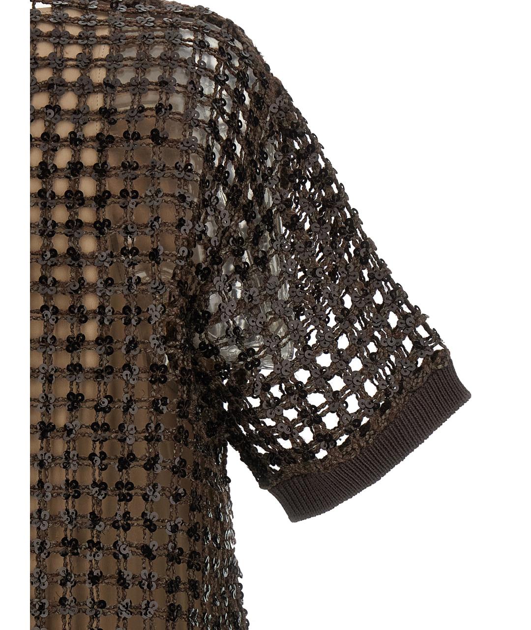 BRUNELLO CUCINELLI Коричневое шелковое платье, фото 4