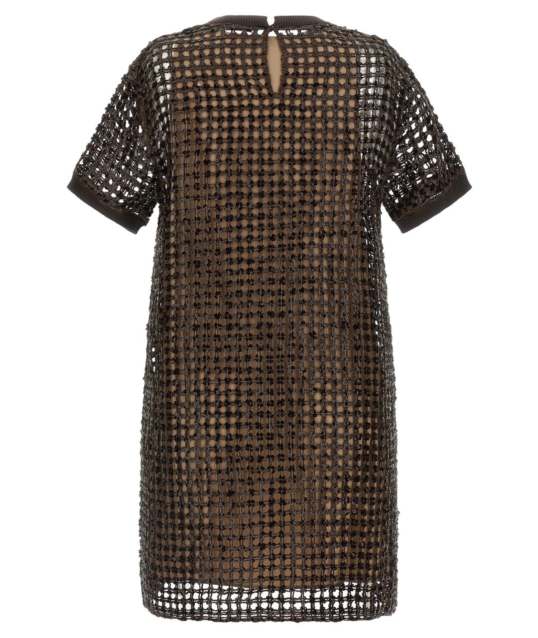 BRUNELLO CUCINELLI Коричневое шелковое платье, фото 2