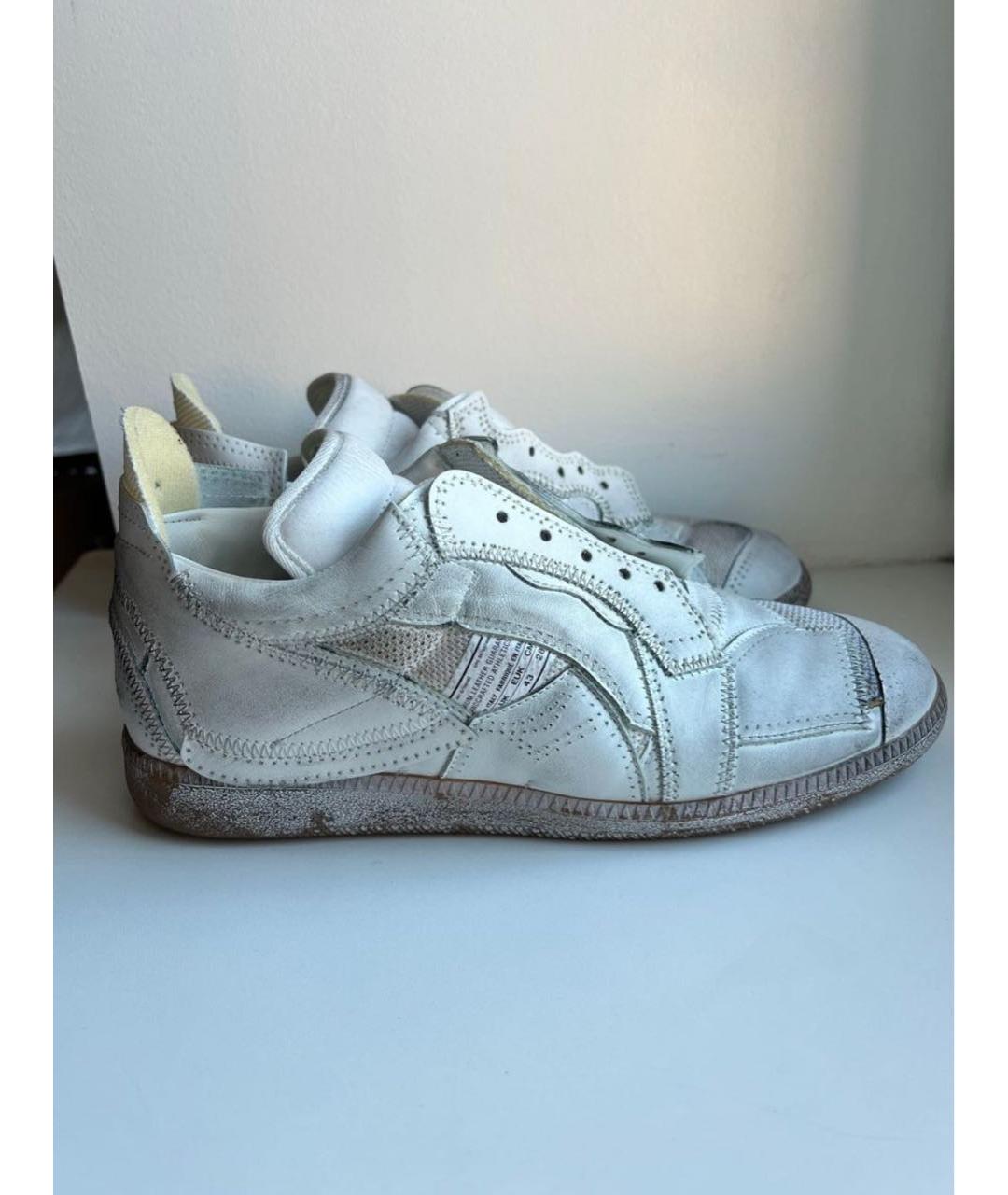 MAISON MARGIELA Белые кожаные низкие кроссовки / кеды, фото 5