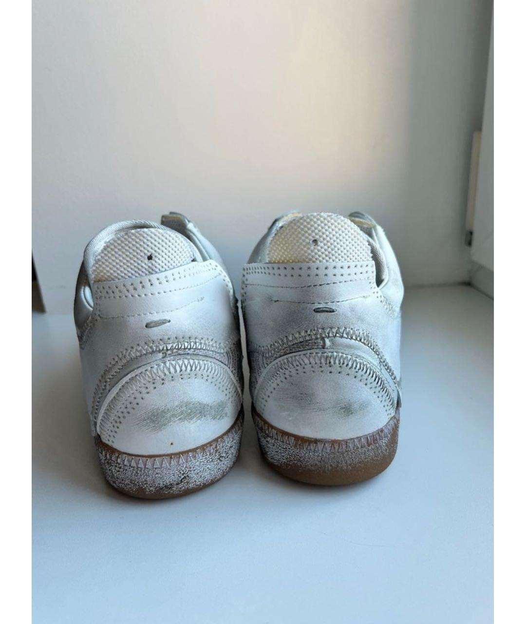 MAISON MARGIELA Белые кожаные низкие кроссовки / кеды, фото 3