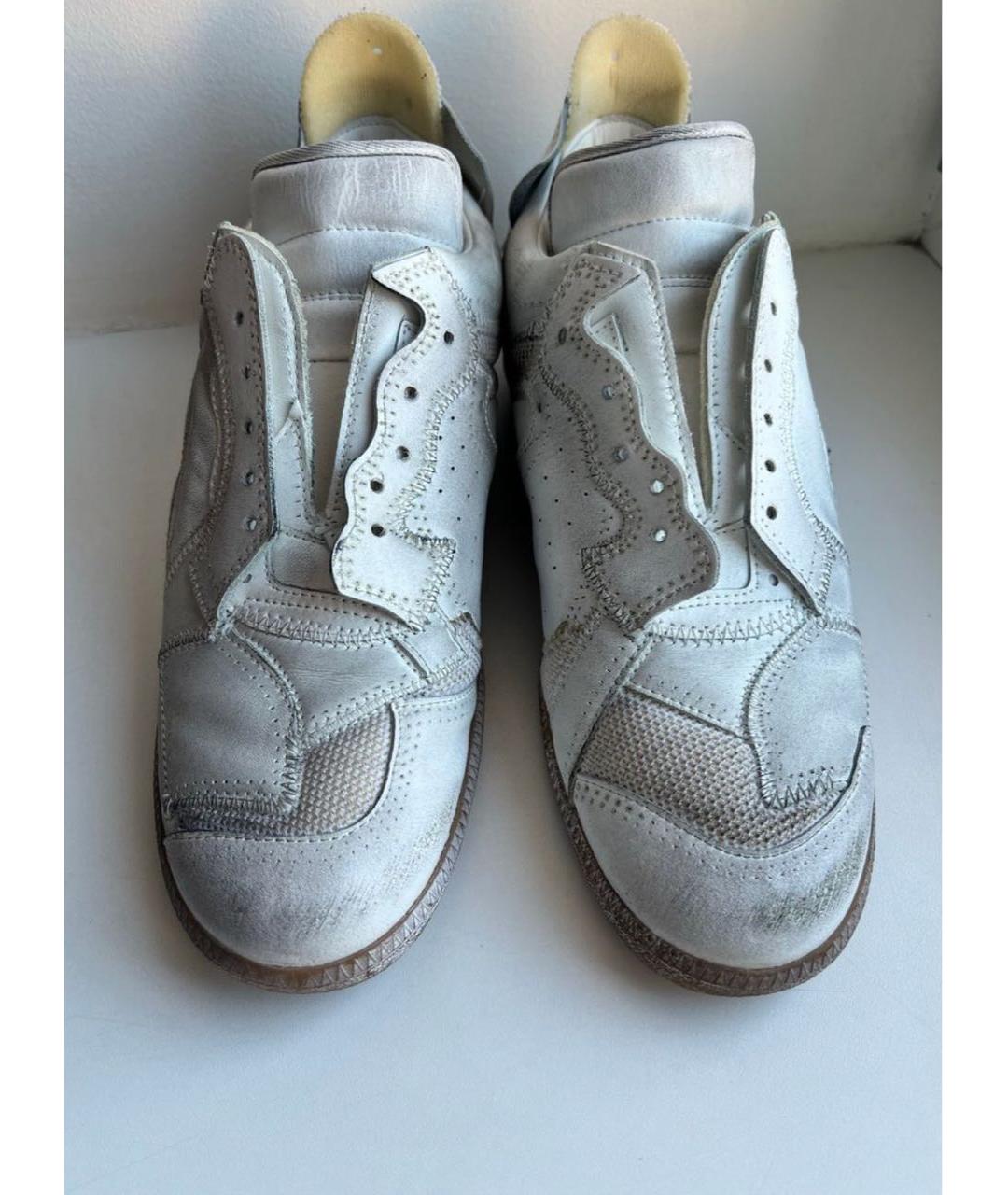 MAISON MARGIELA Белые кожаные низкие кроссовки / кеды, фото 2