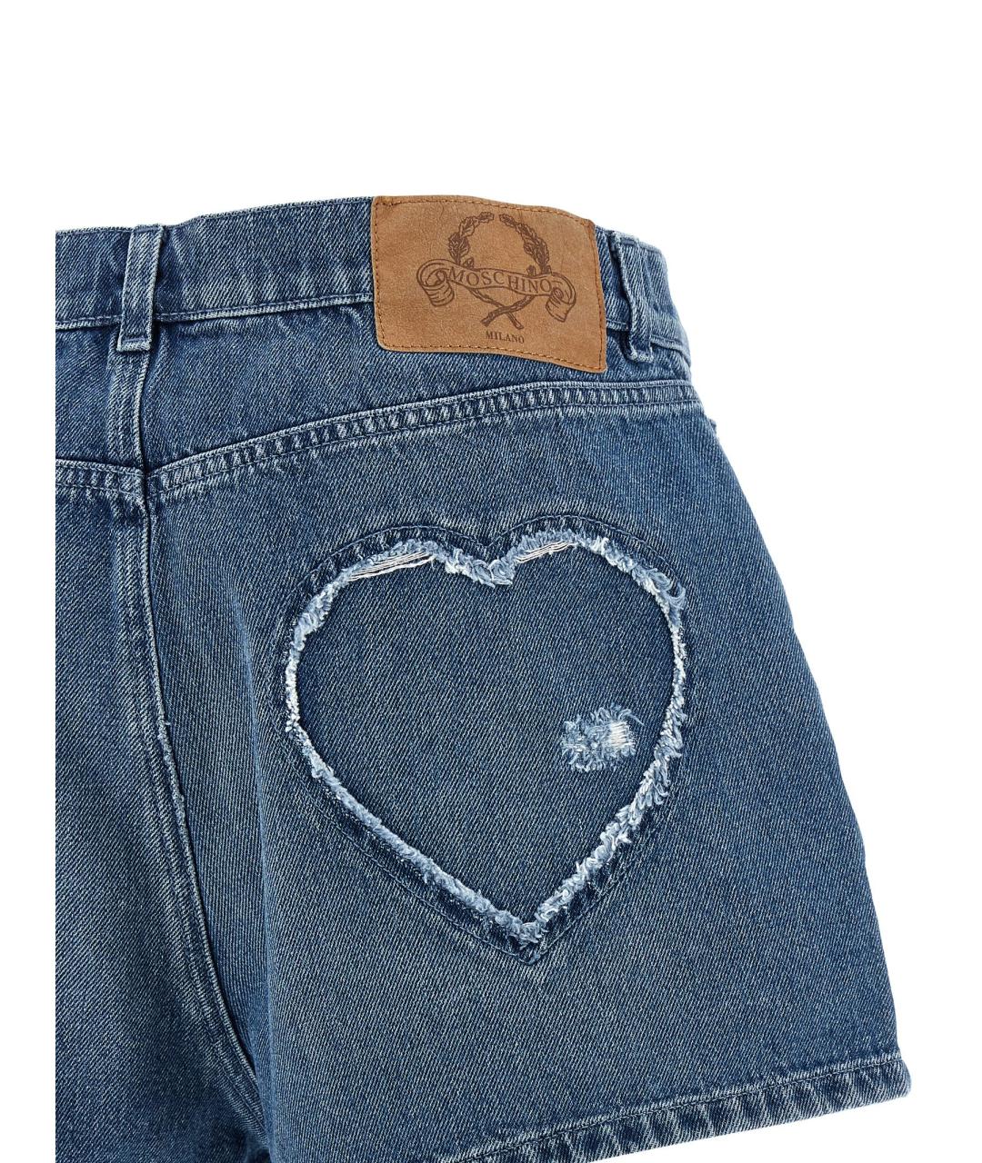 MOSCHINO Синие хлопковые шорты, фото 4