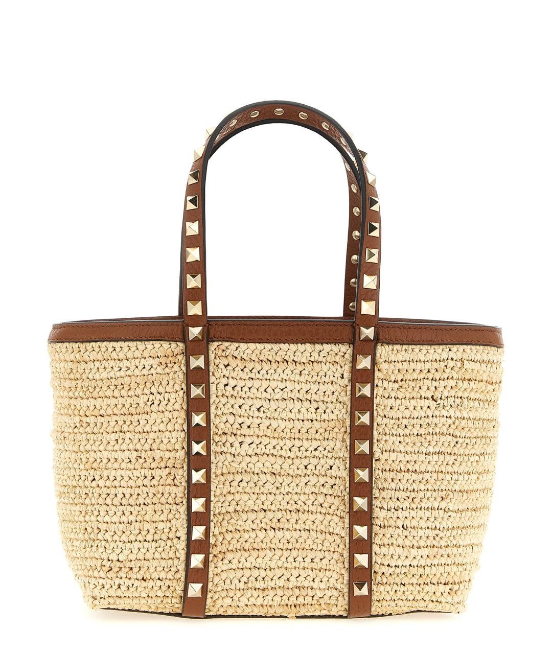 VALENTINO Бежевая пелетеная сумка тоут, фото 1