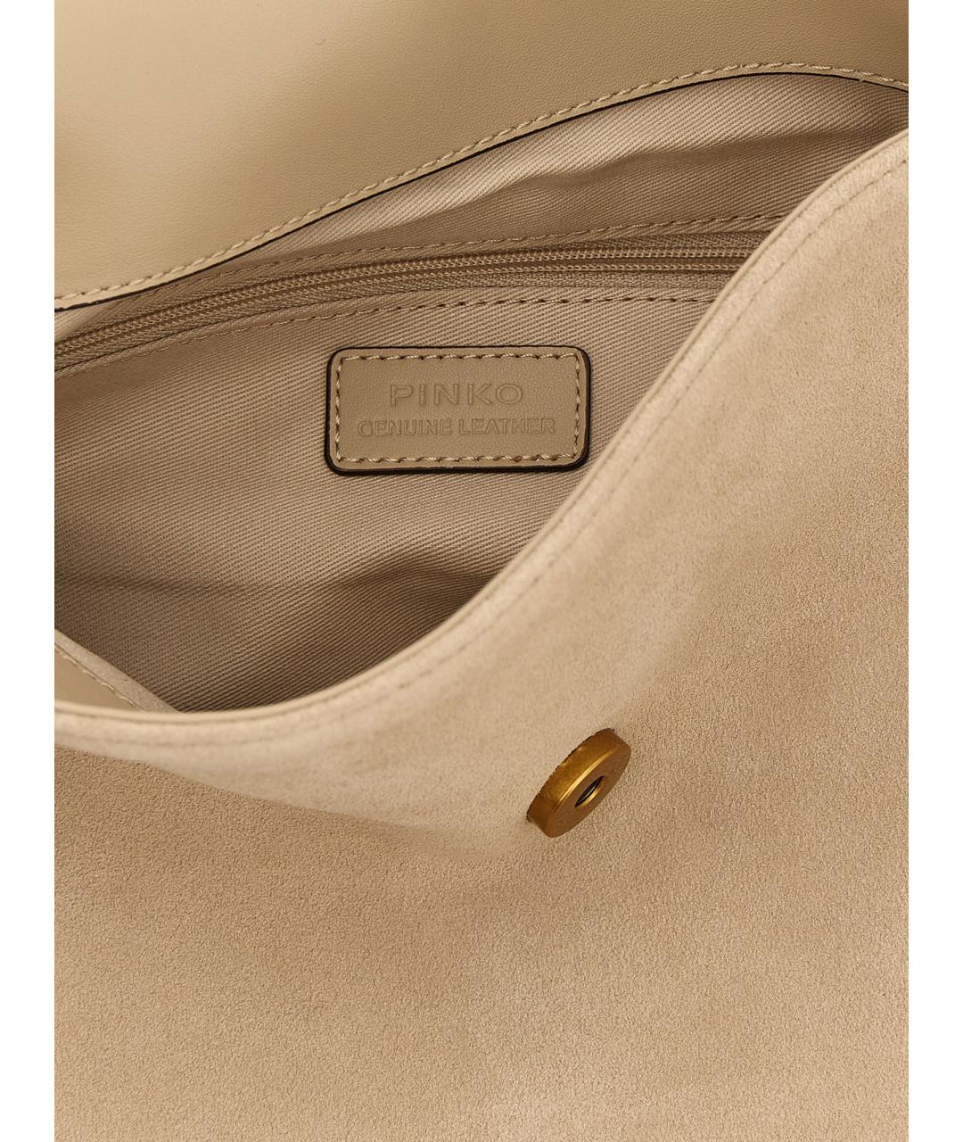 PINKO Бежевая замшевая сумка через плечо, фото 4