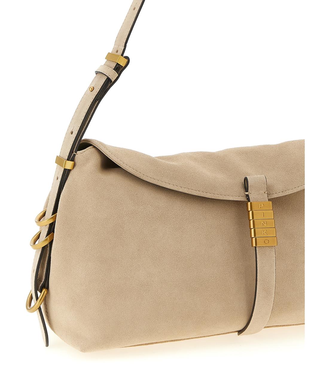 PINKO Бежевая замшевая сумка через плечо, фото 3