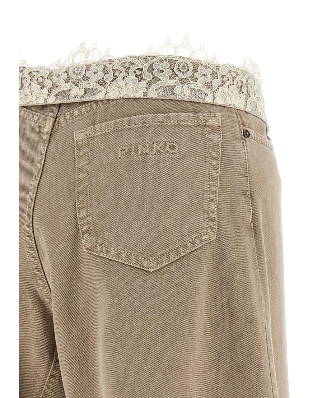 PINKO Бежевые хлопковые прямые джинсы, фото 4