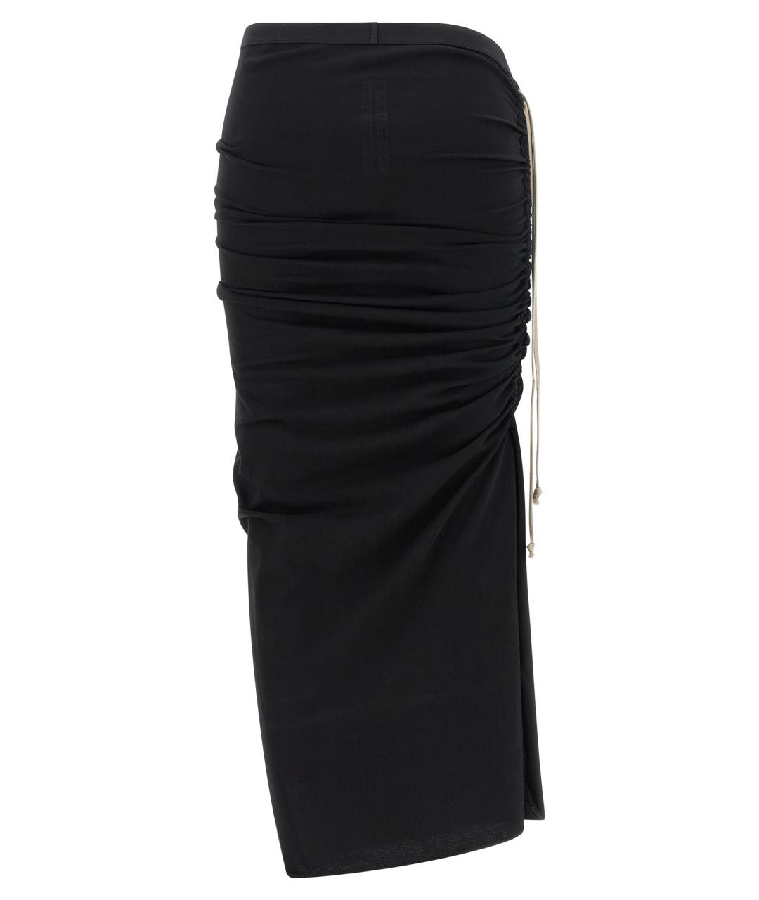 RICK OWENS Черная хлопковая юбка миди, фото 2